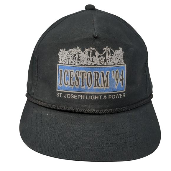 Icestorm '94 St. Joseph Light & Power Snapback Trucker Hat Cap Black OS Vintage - Picture 1 of 9